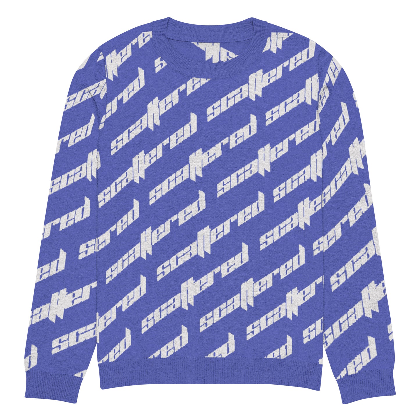 Royal Blue Scattered Logo Knitted Crewneck Sweater