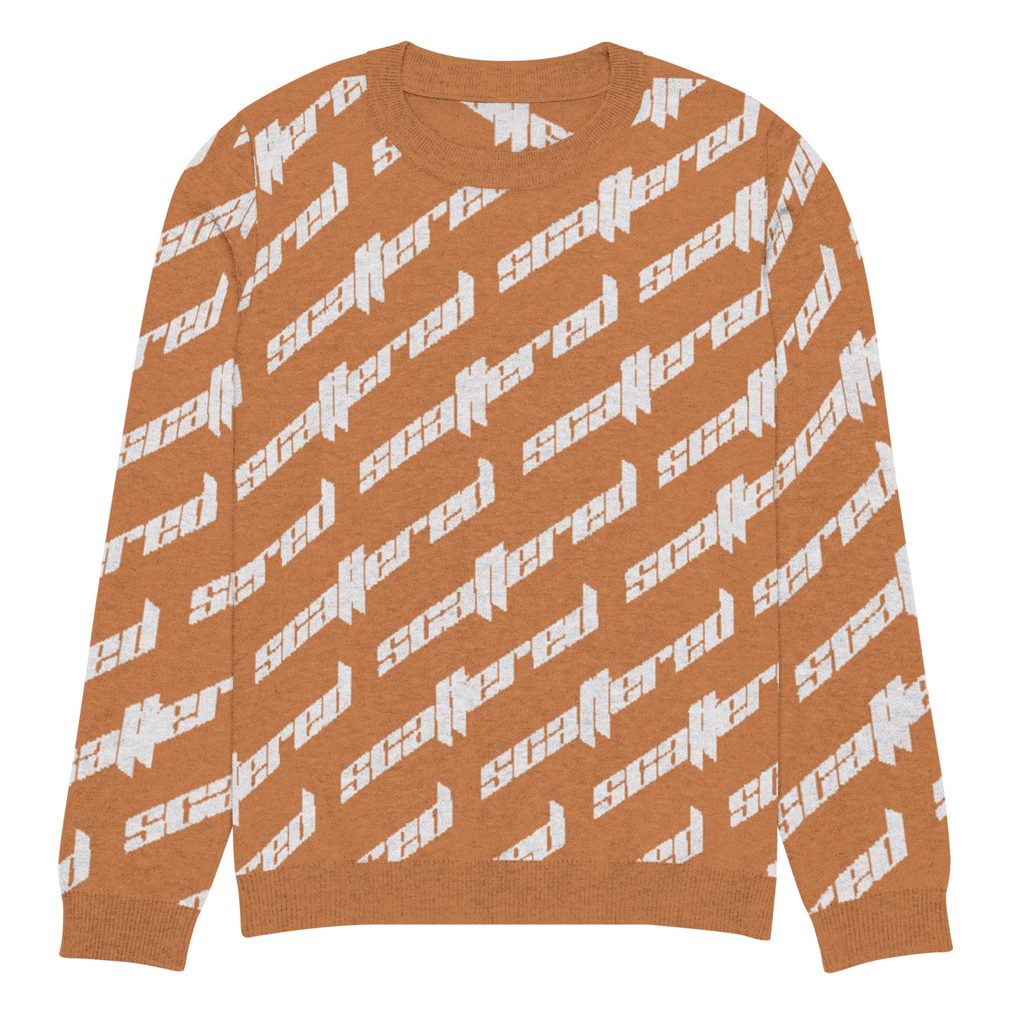 Orange Scattered Logo Knitted Crewneck Sweater