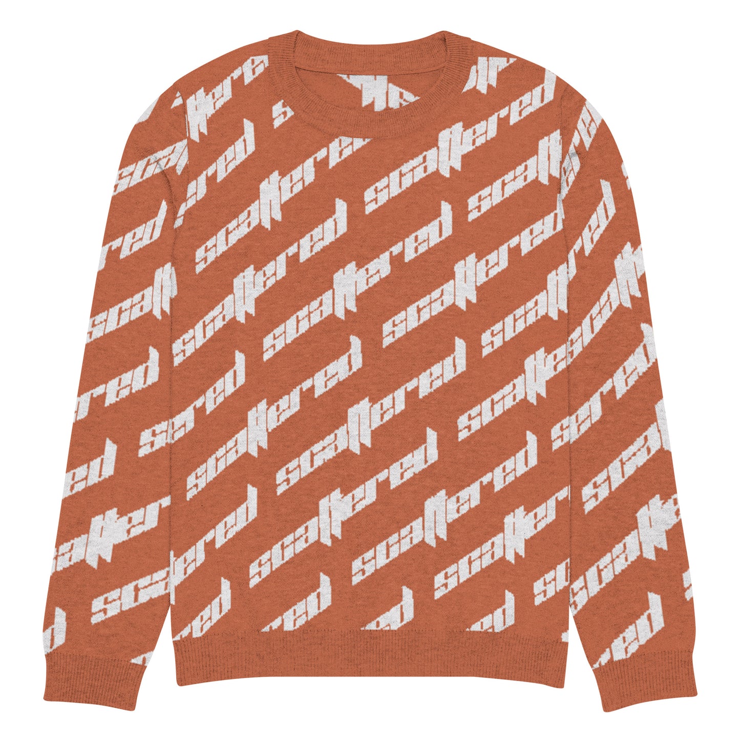 Orange Scattered Logo Knitted Crewneck Sweater