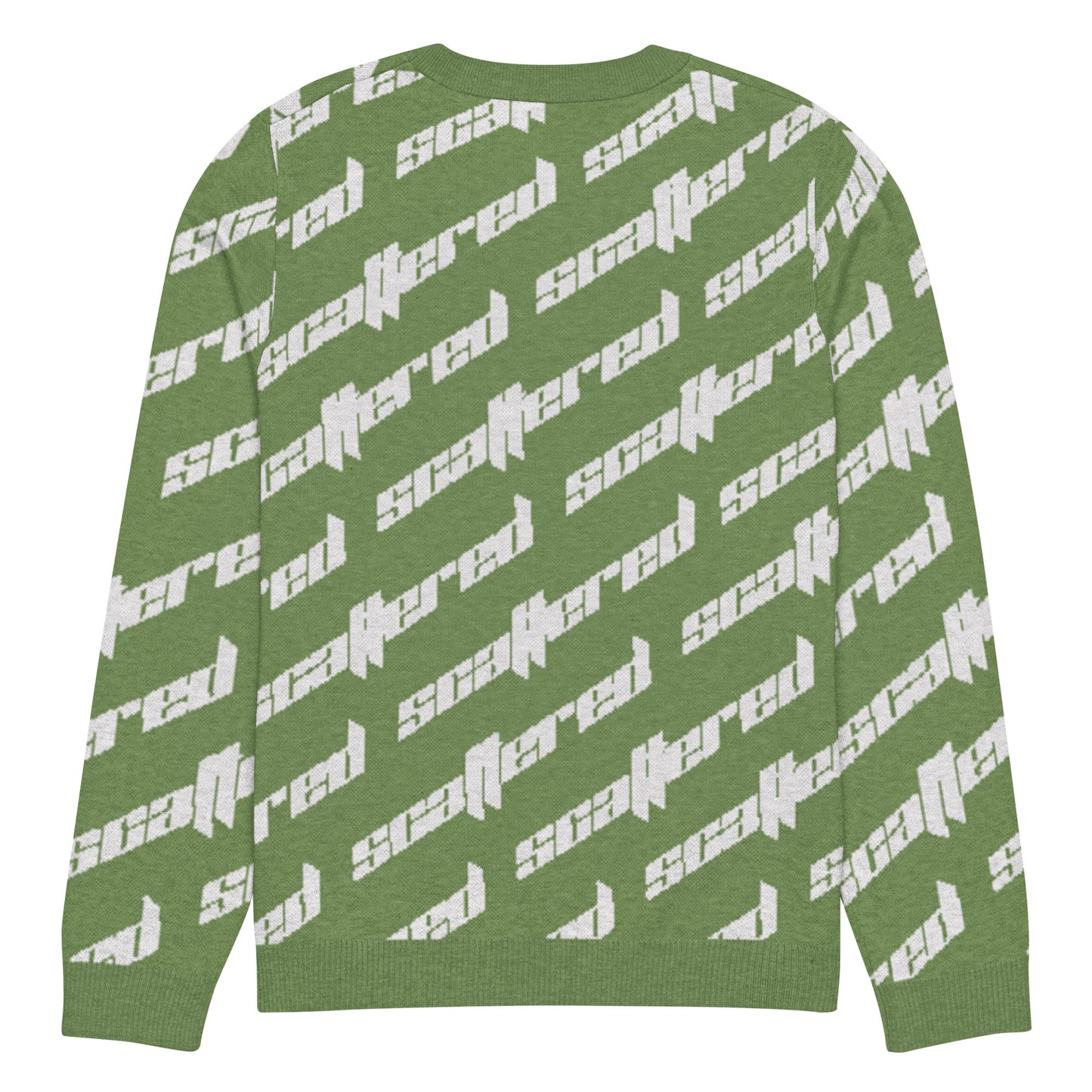 Grass Green Scattered Logo Knitted Crewneck Sweater