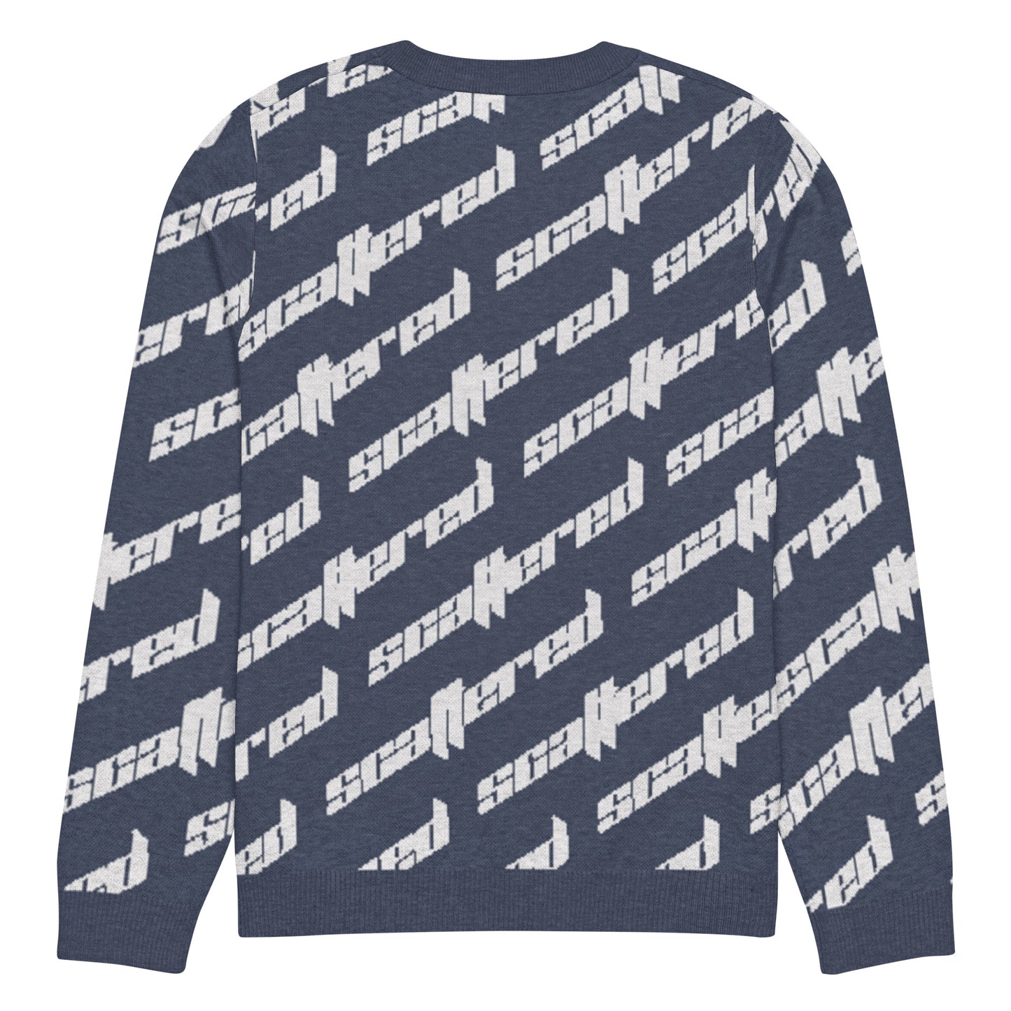 Navy Blue Scattered Logo Knitted Crewneck Sweater