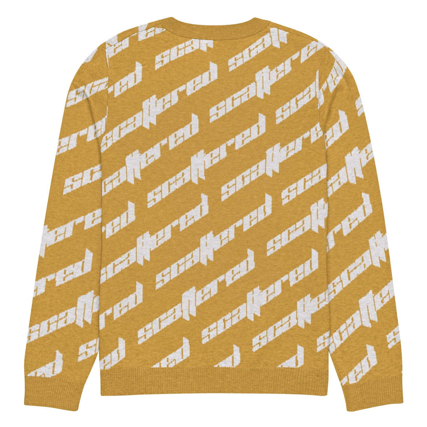 Mustard Yellow Scattered Logo Knitted Crewneck Sweater