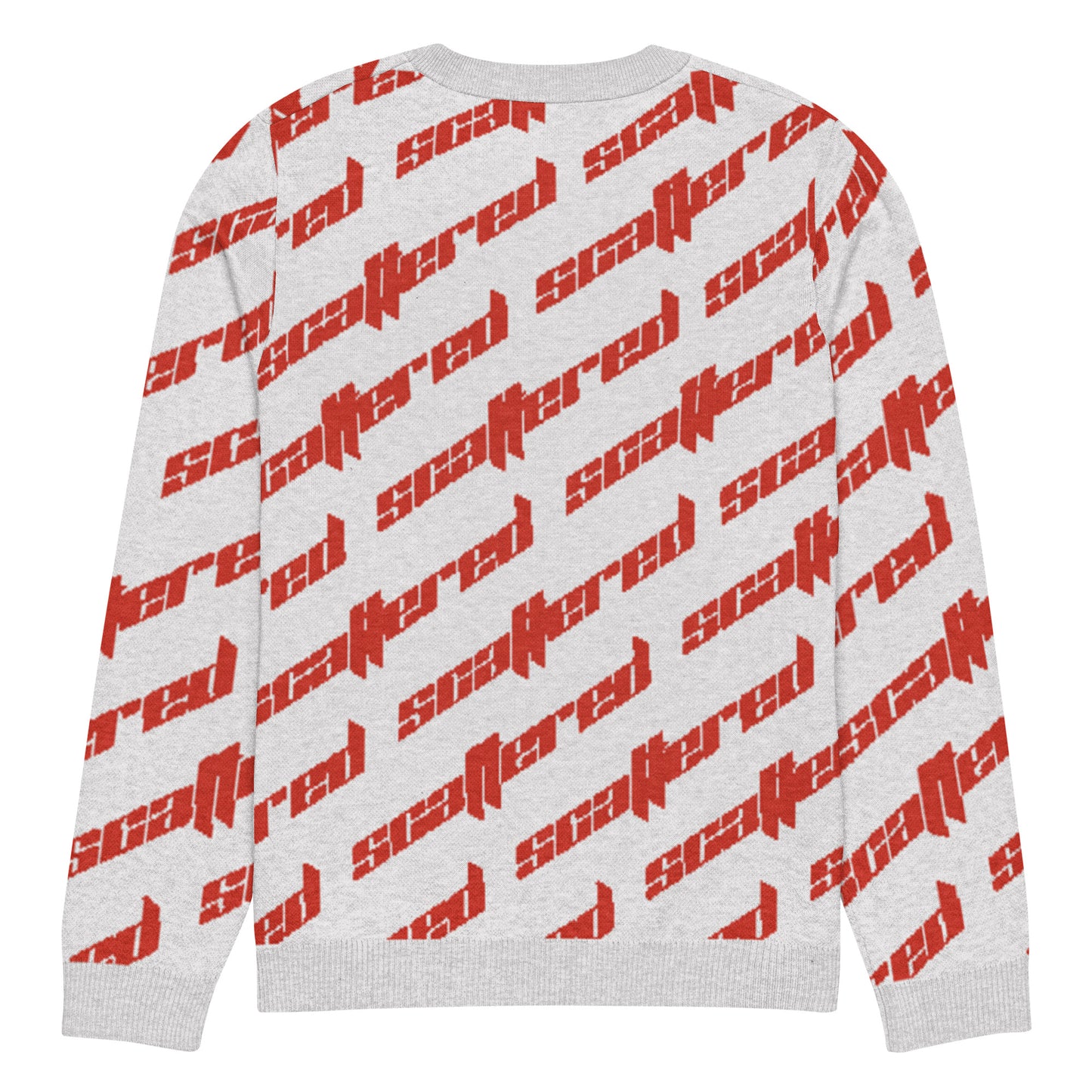 White/Red Scattered Logo Knitted Crewneck Sweater
