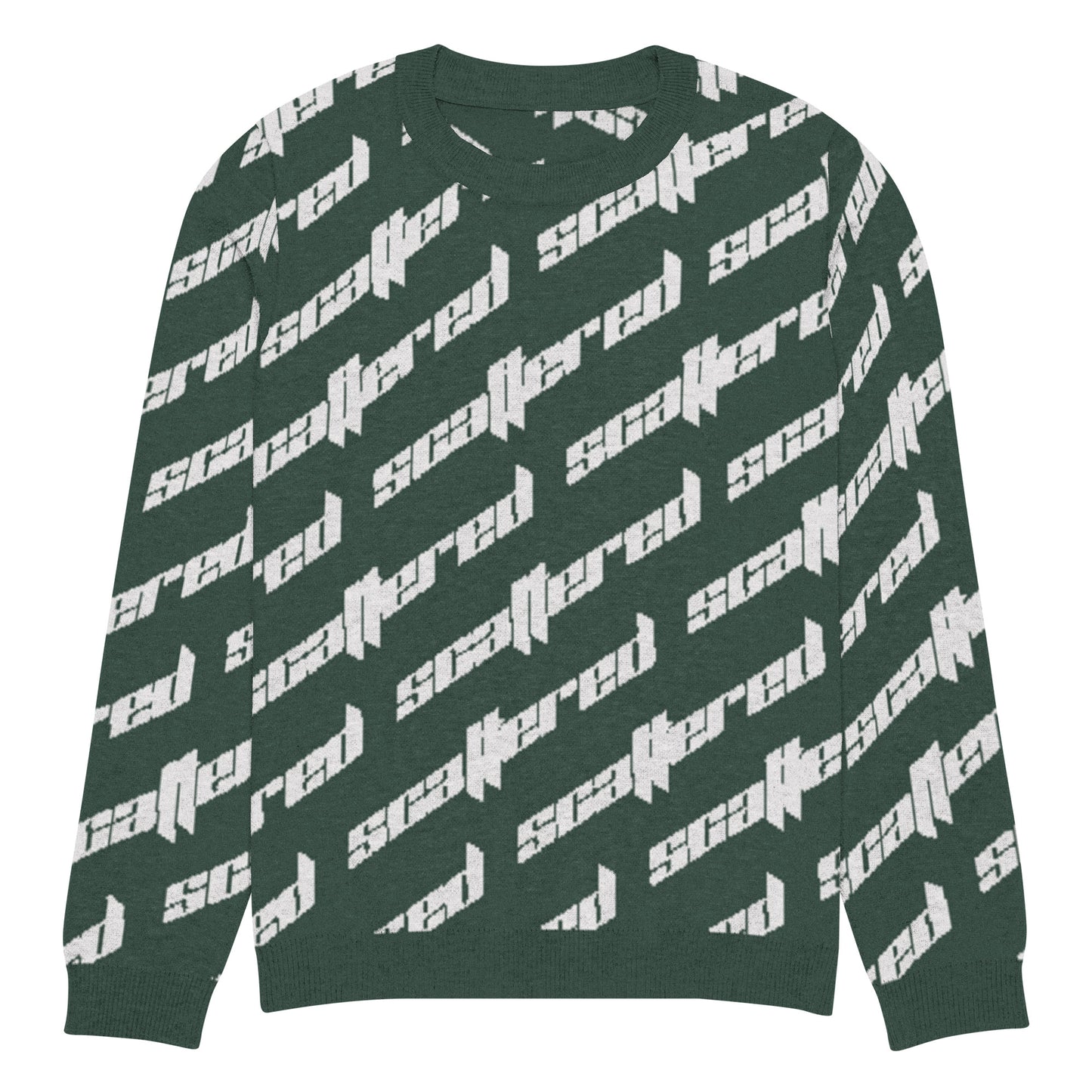 Pine Green Scattered Logo Knitted Crewneck Sweater
