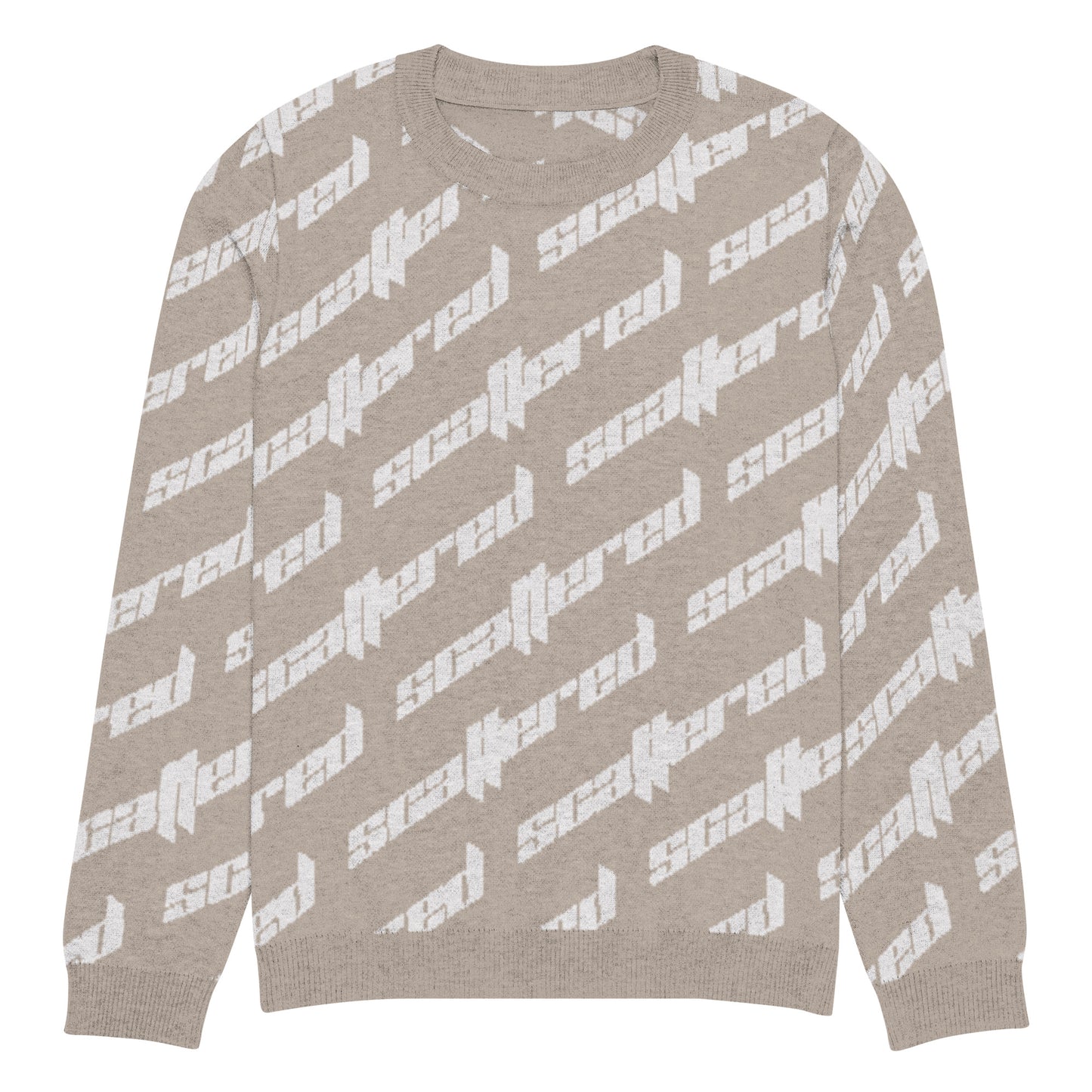 Light Brown Scattered Logo Knitted Crewneck Sweater
