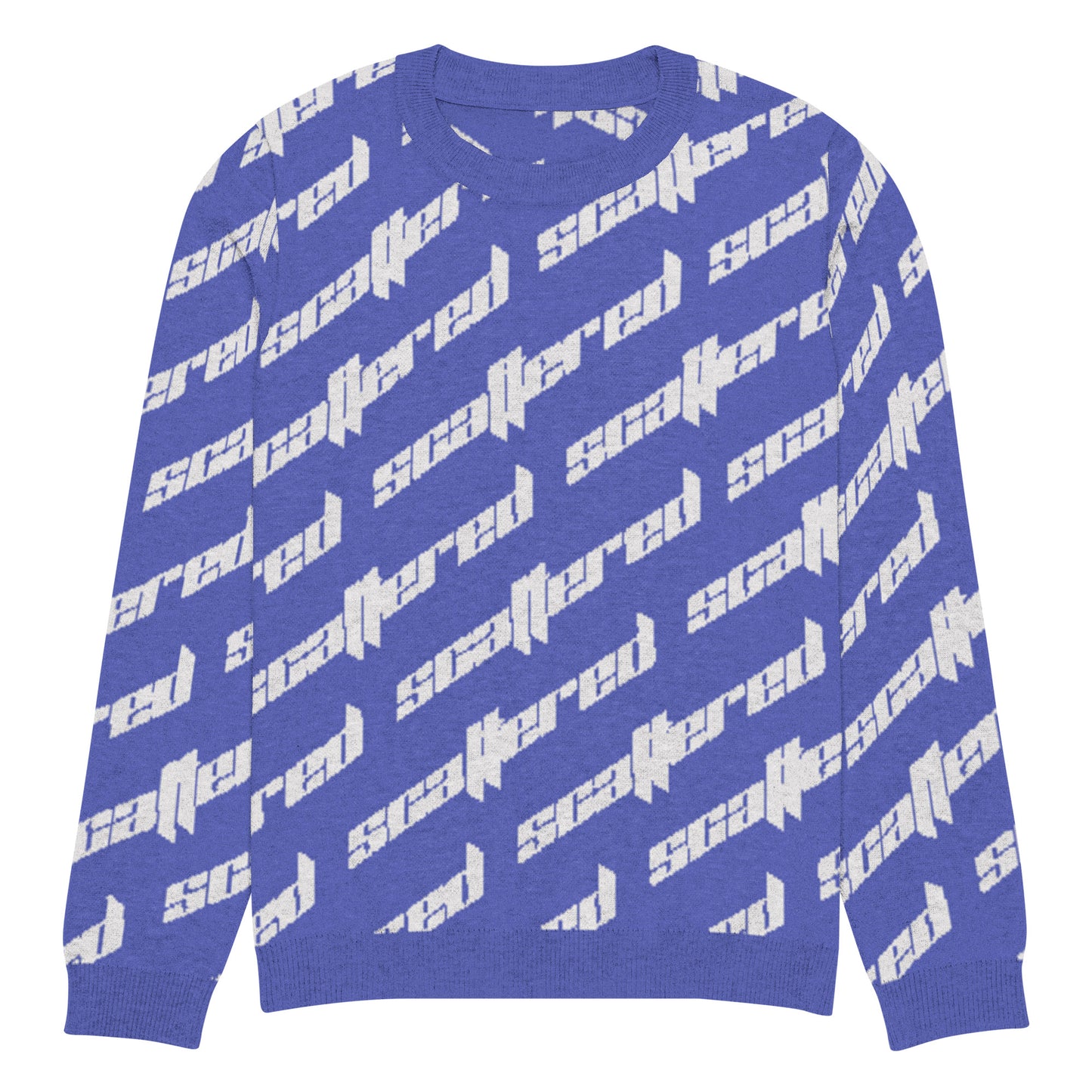 Royal Blue Scattered Logo Knitted Crewneck Sweater