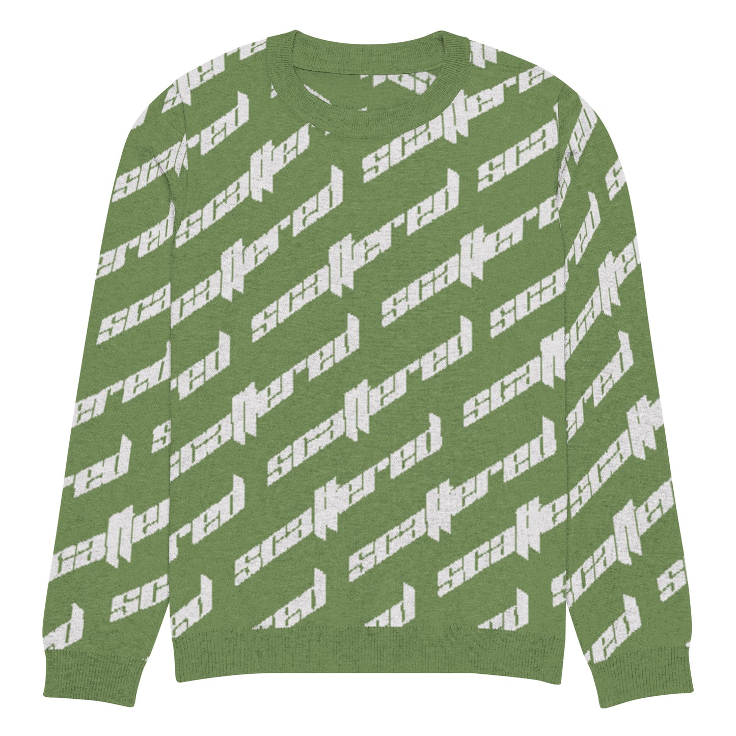 Grass Green Scattered Logo Knitted Crewneck Sweater