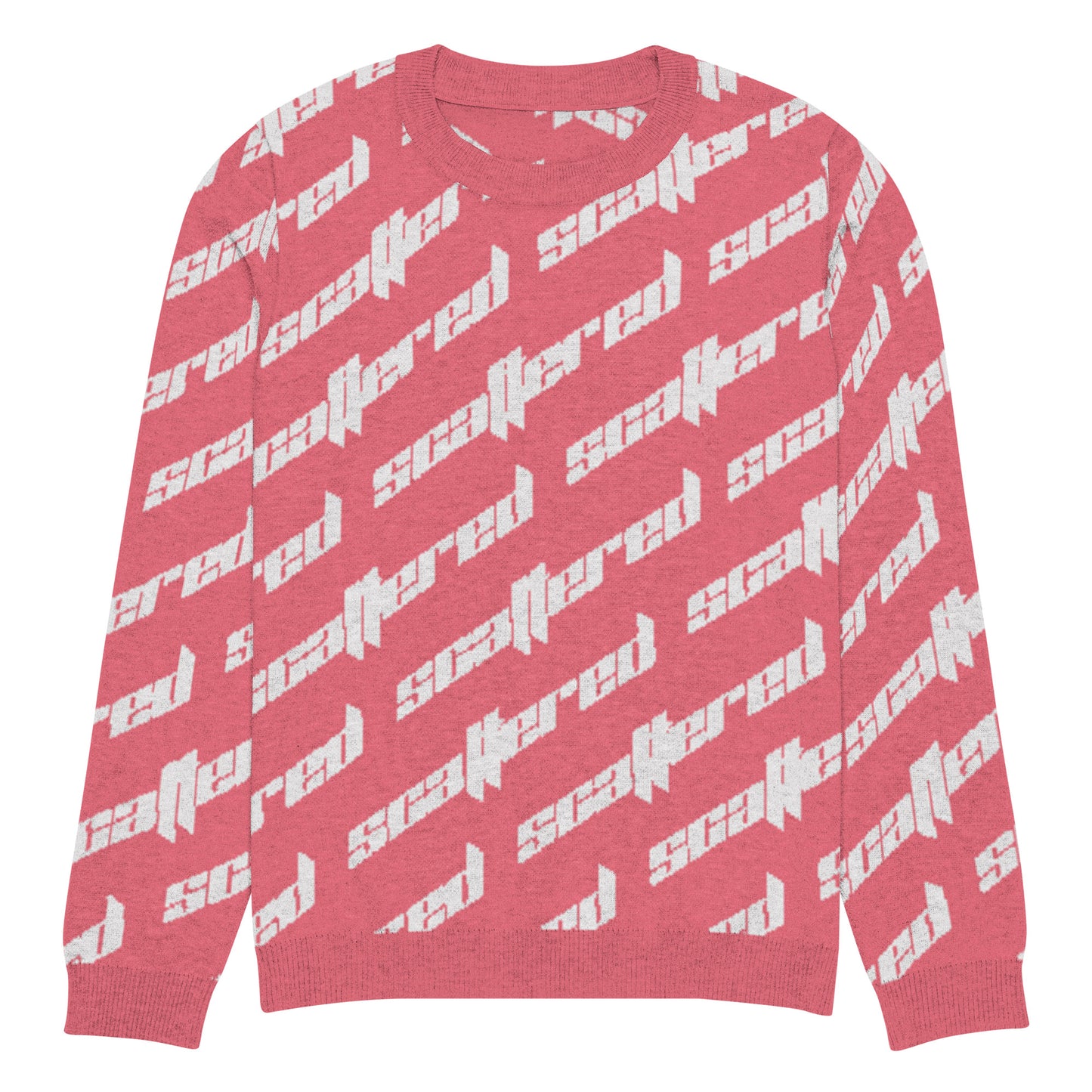 Hot Pink Scattered Logo Knitted Crewneck Sweater