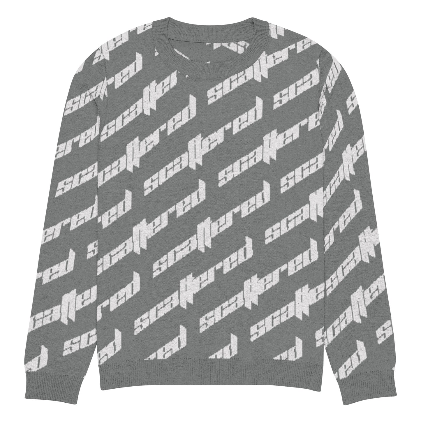 Dark Grey Scattered Logo Knitted Crewneck Sweater