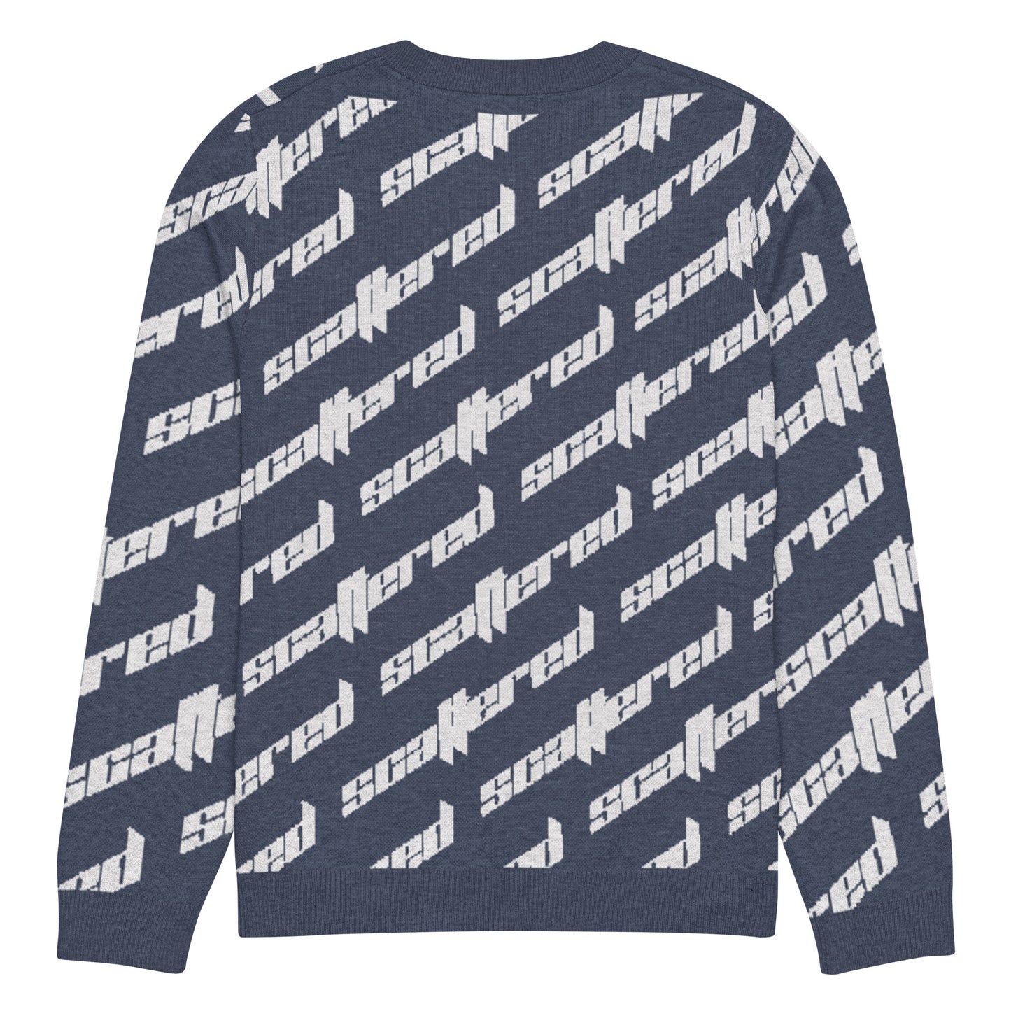 Navy Blue Scattered Logo Knitted Crewneck Sweater