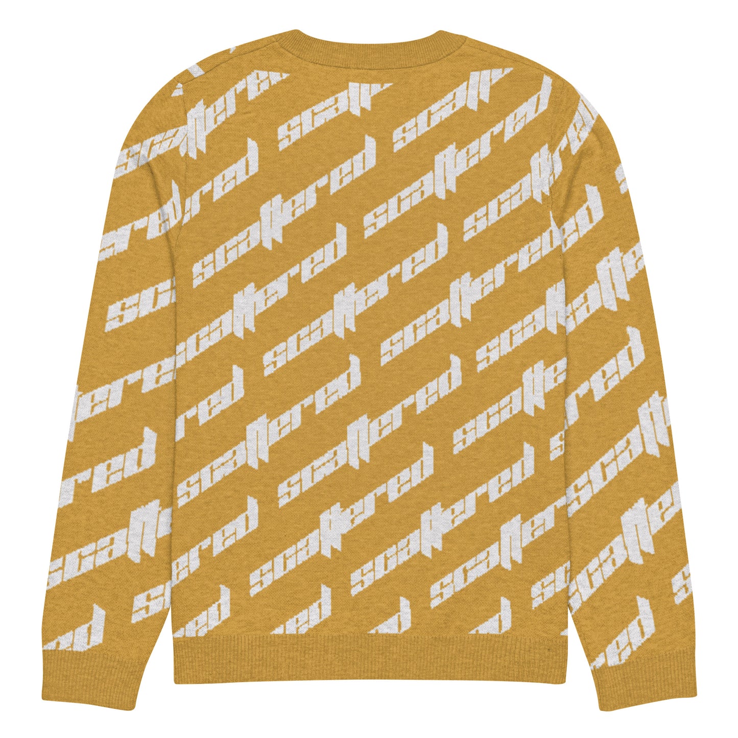 Mustard Yellow Scattered Logo Knitted Crewneck Sweater