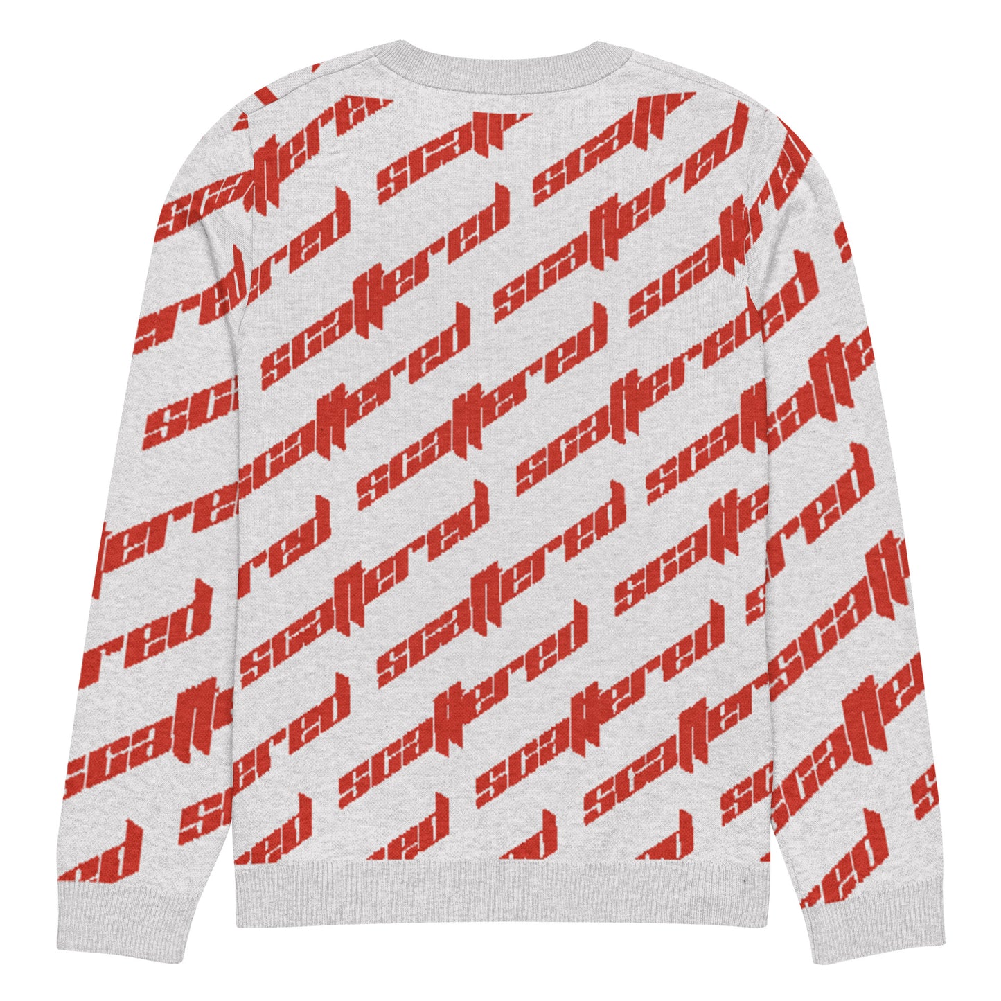 White/Red Scattered Logo Knitted Crewneck Sweater