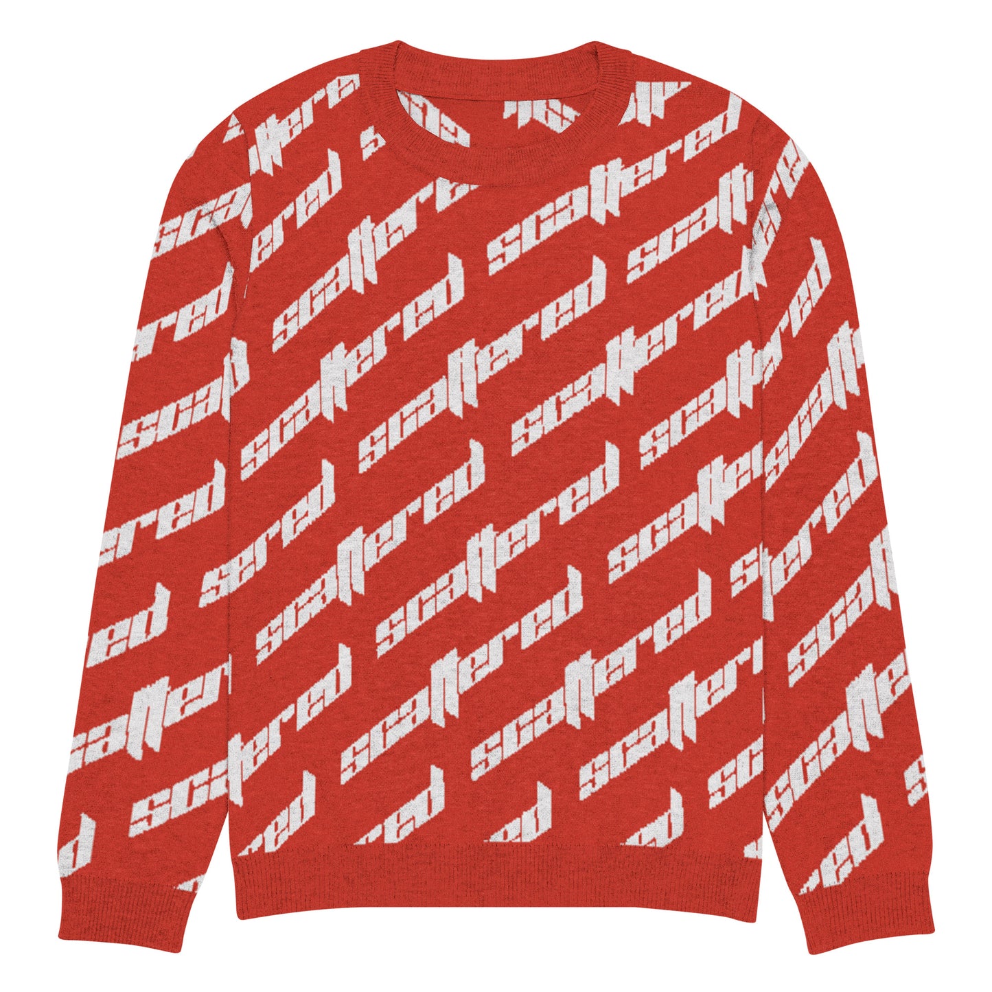 Red Scattered Logo Knitted Crewneck Sweater