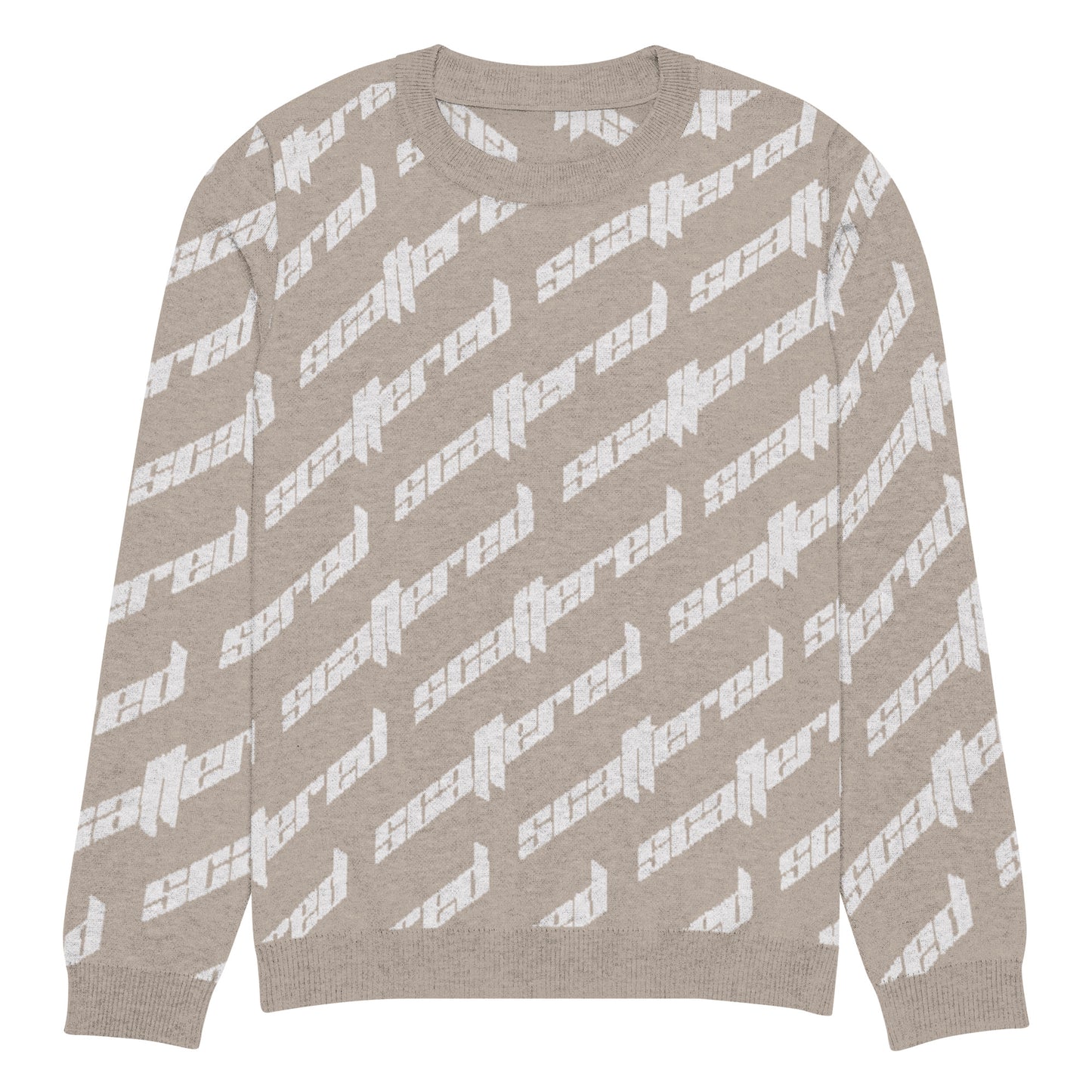 Light Brown Scattered Logo Knitted Crewneck Sweater