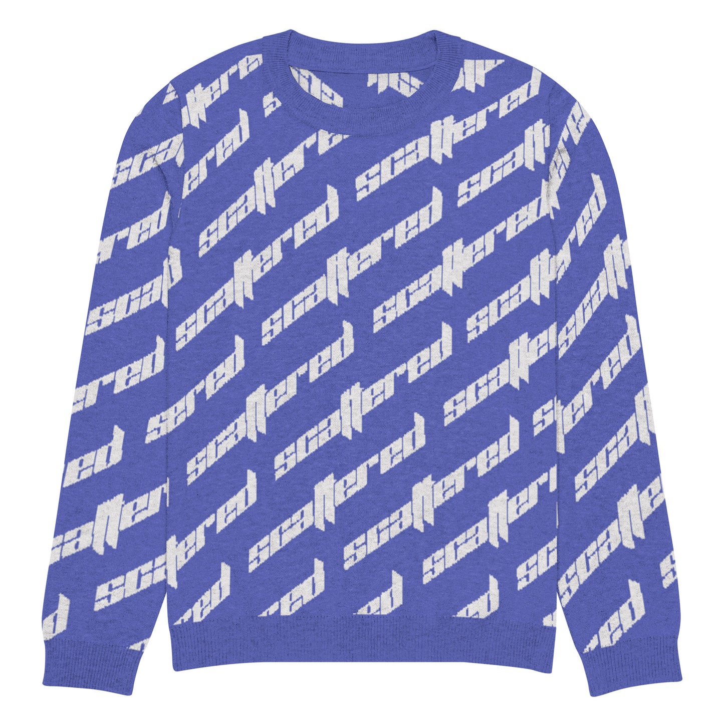 Royal Blue Scattered Logo Knitted Crewneck Sweater