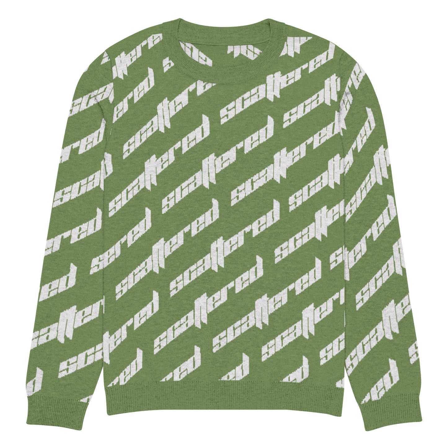 Grass Green Scattered Logo Knitted Crewneck Sweater