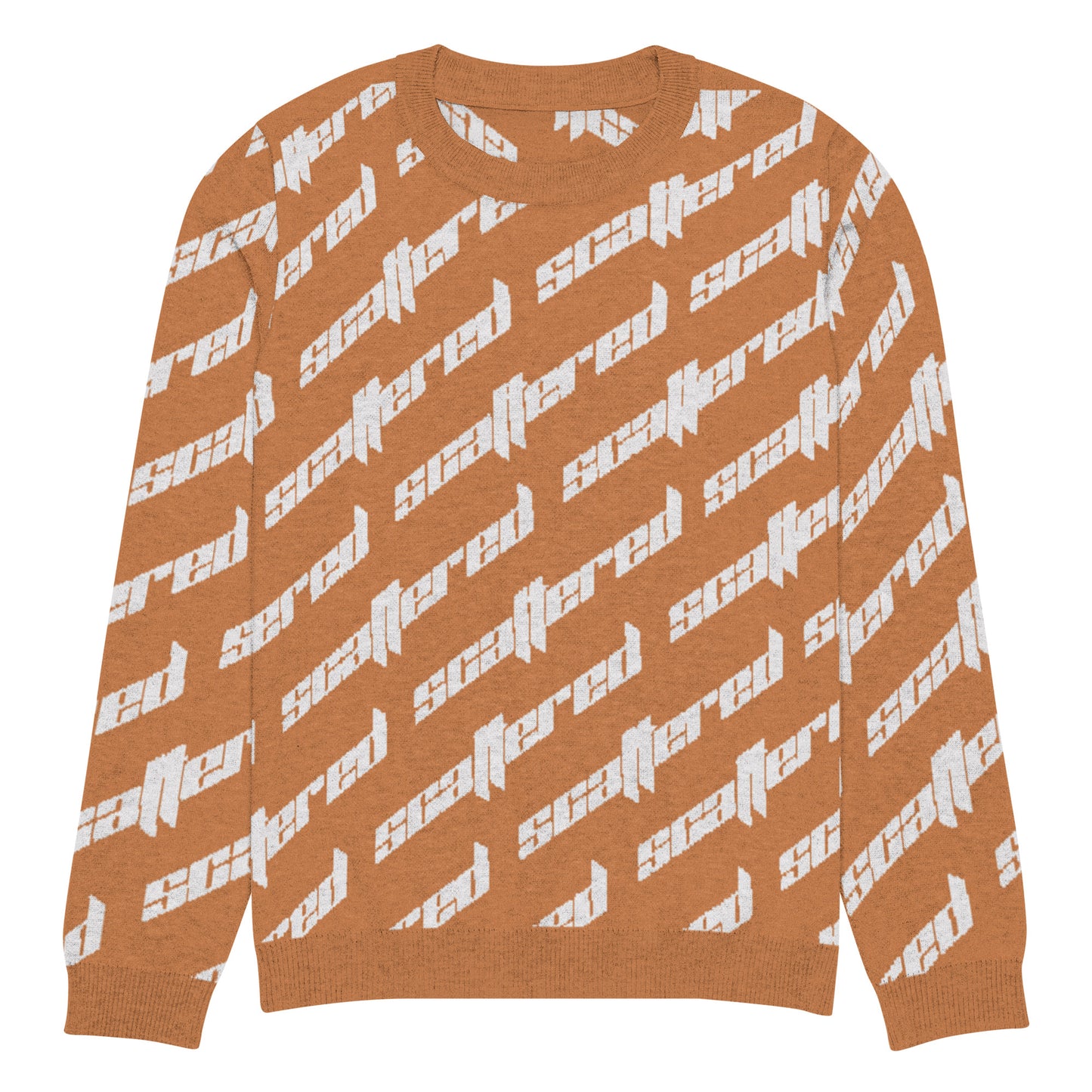 Orange Scattered Logo Knitted Crewneck Sweater
