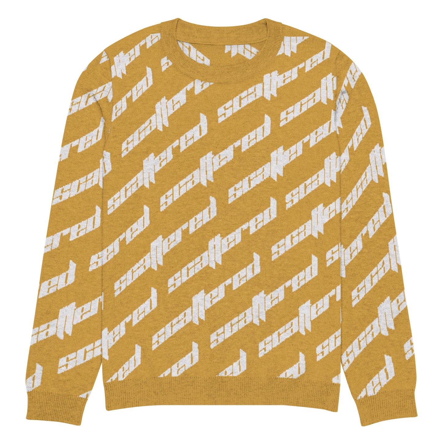 Mustard Yellow Scattered Logo Knitted Crewneck Sweater