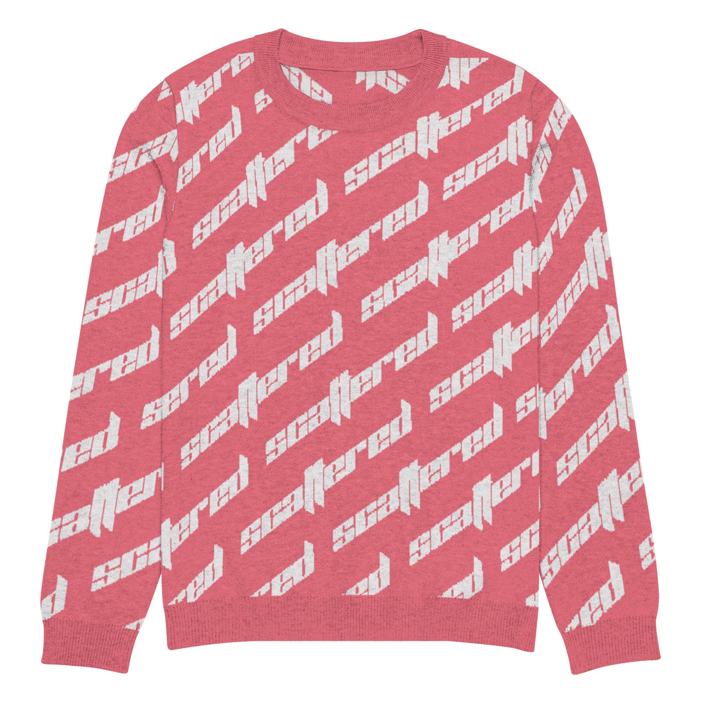 Hot Pink Scattered Logo Knitted Crewneck Sweater