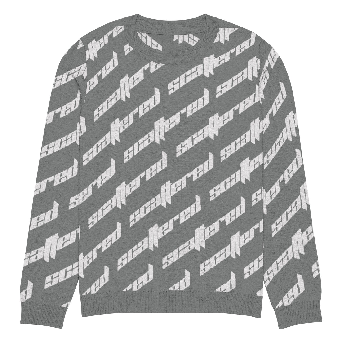 Dark Grey Scattered Logo Knitted Crewneck Sweater