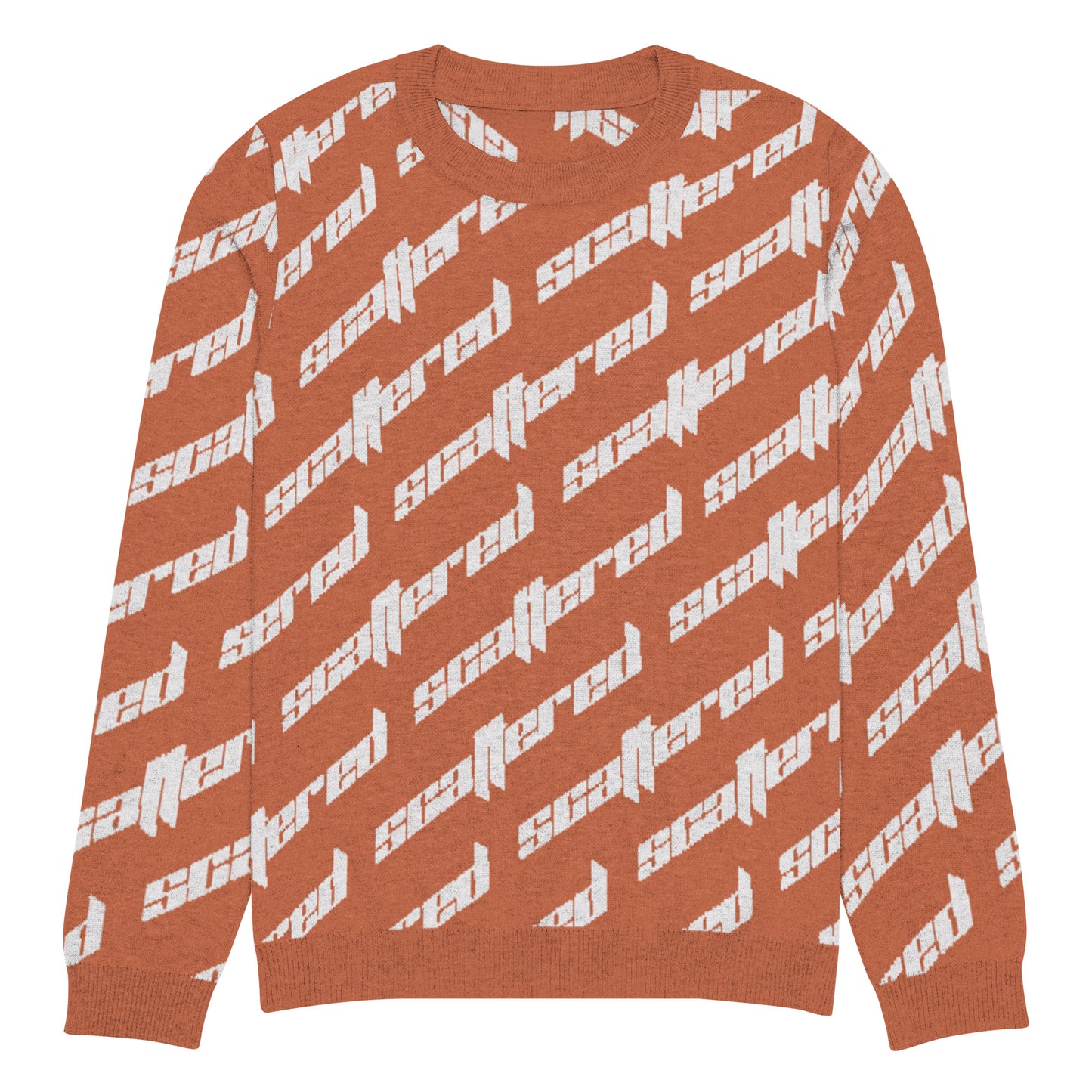 Orange Scattered Logo Knitted Crewneck Sweater