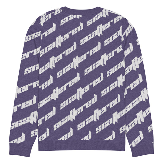Purple Scattered Logo Knitted Crewneck Sweater