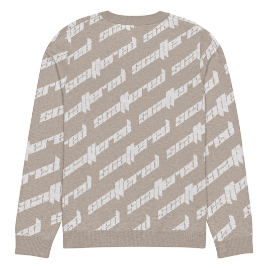 Light Brown Scattered Logo Knitted Crewneck Sweater