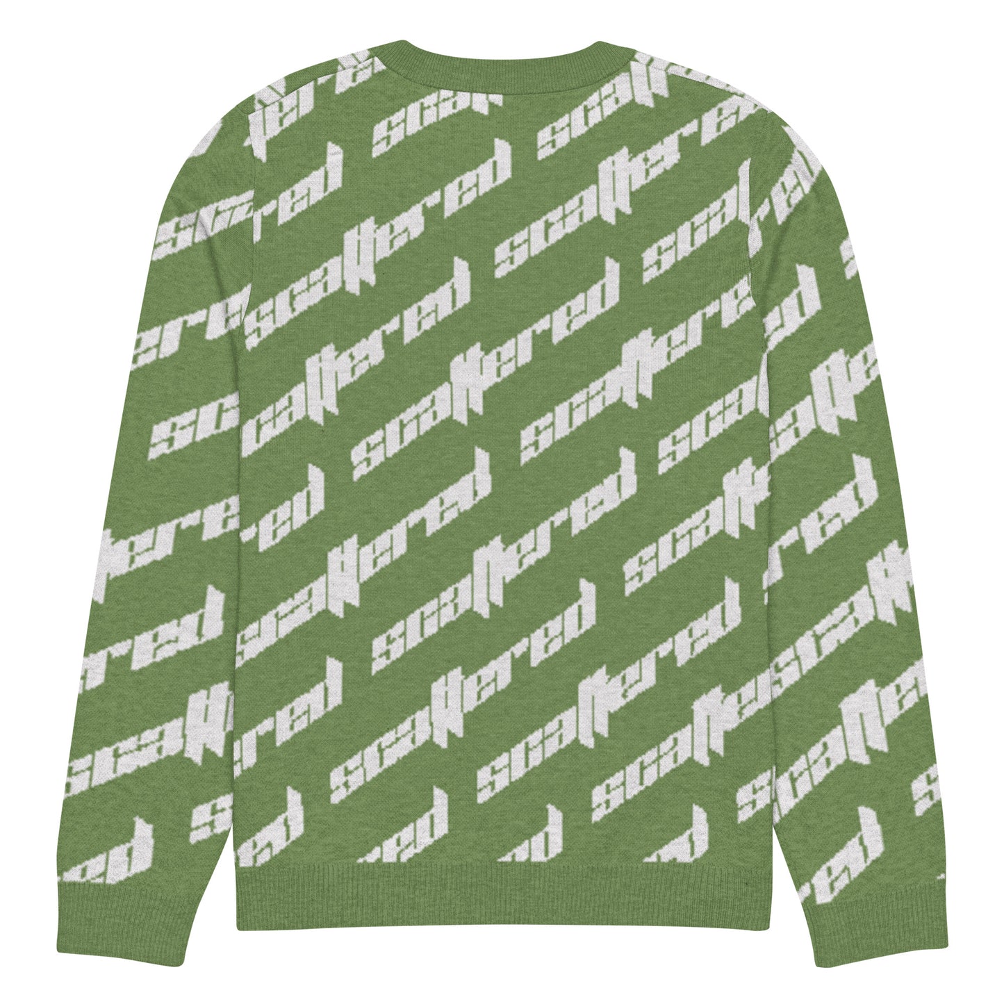 Grass Green Scattered Logo Knitted Crewneck Sweater
