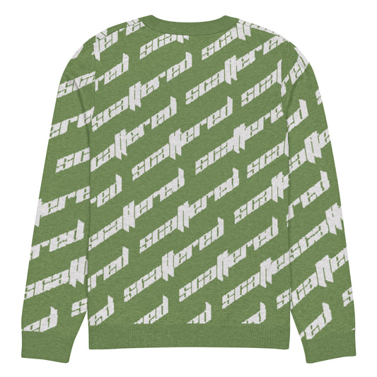 Grass Green Scattered Logo Knitted Crewneck Sweater