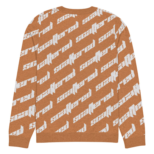 Orange Scattered Logo Knitted Crewneck Sweater