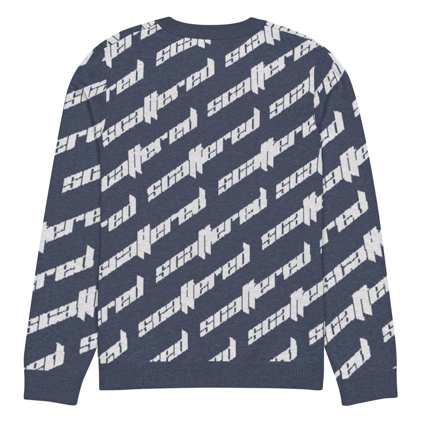 Navy Blue Scattered Logo Knitted Crewneck Sweater