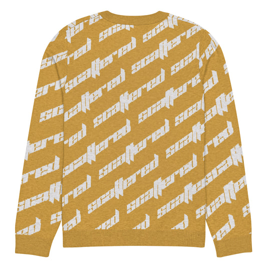 Mustard Yellow Scattered Logo Knitted Crewneck Sweater