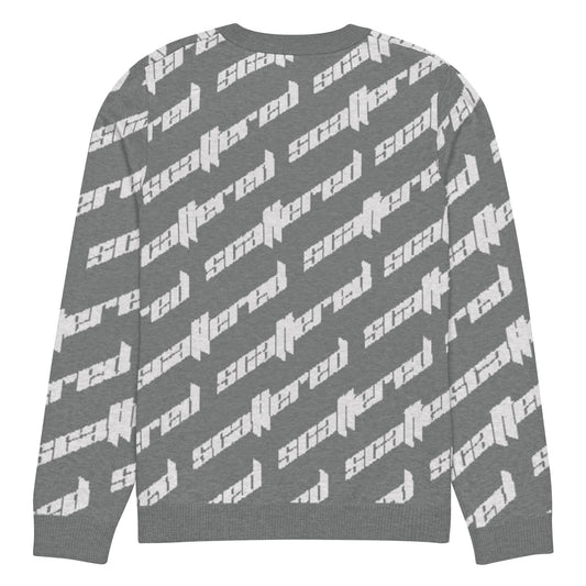Dark Grey Scattered Logo Knitted Crewneck Sweater