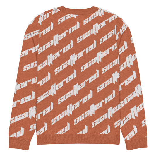 Orange Scattered Logo Knitted Crewneck Sweater