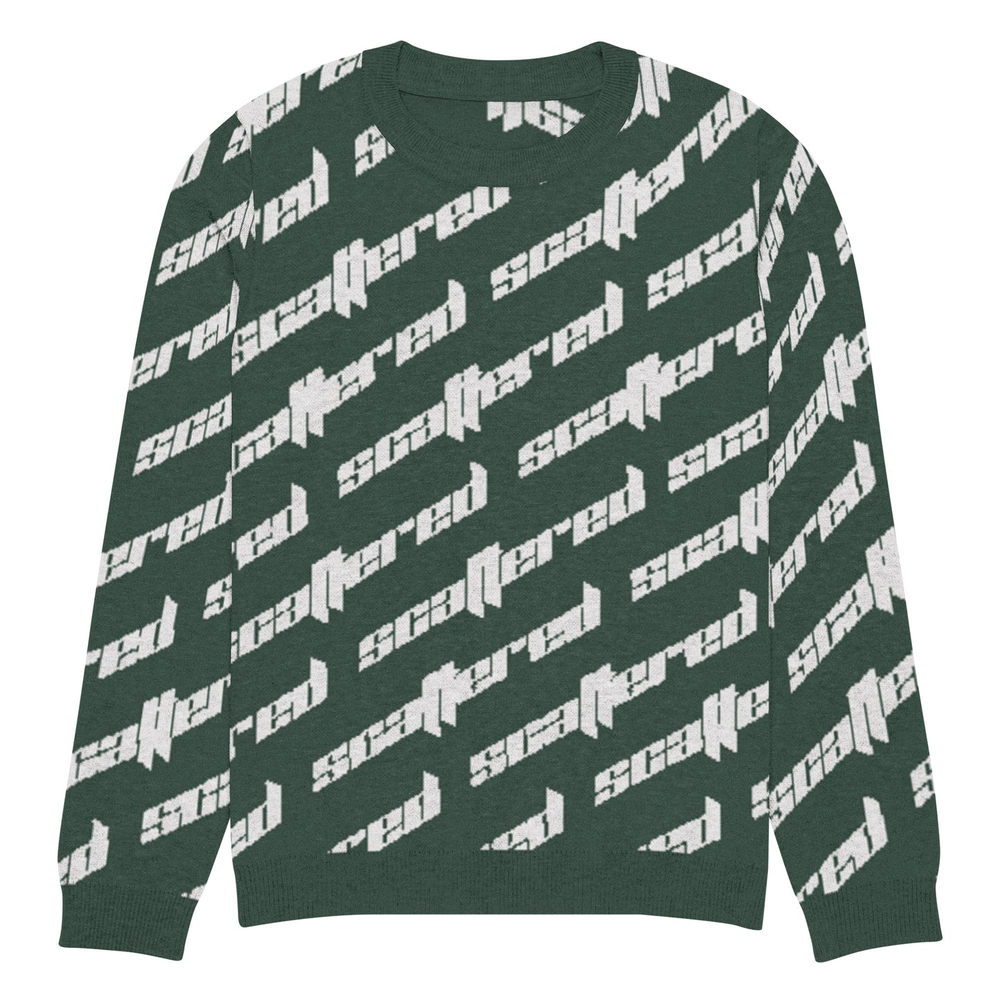 Pine Green Scattered Logo Knitted Crewneck Sweater