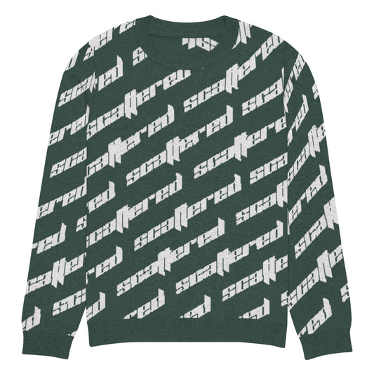 Pine Green Scattered Logo Knitted Crewneck Sweater