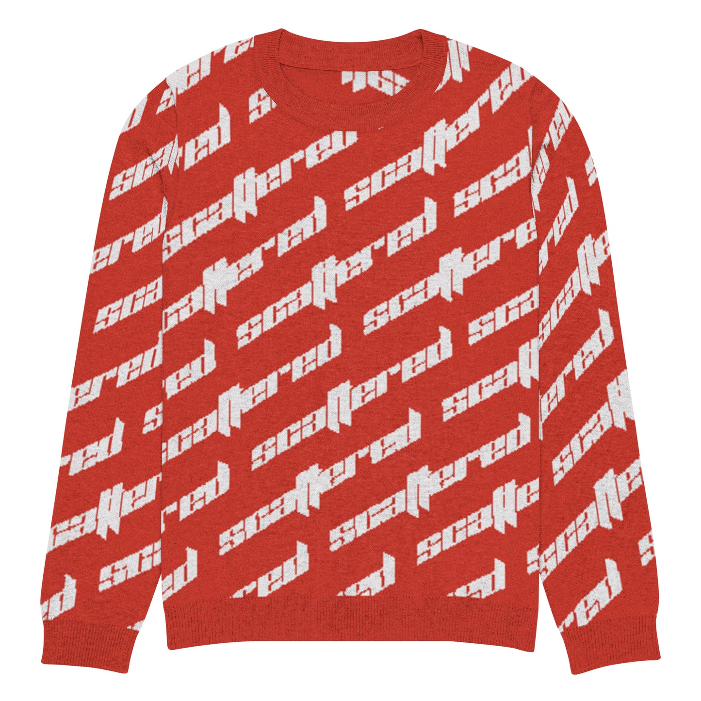 Red Scattered Logo Knitted Crewneck Sweater