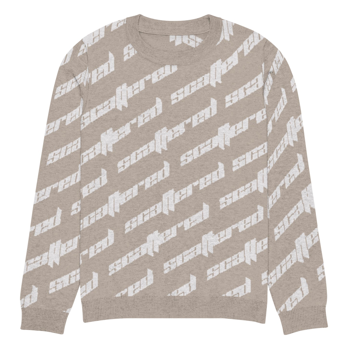 Light Brown Scattered Logo Knitted Crewneck Sweater