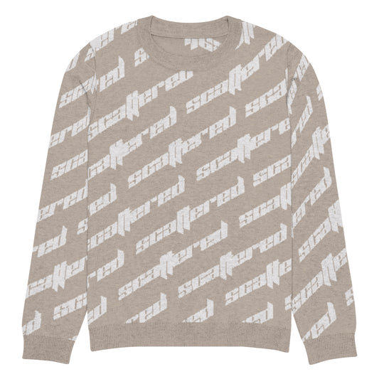 Light Brown Scattered Logo Knitted Crewneck Sweater
