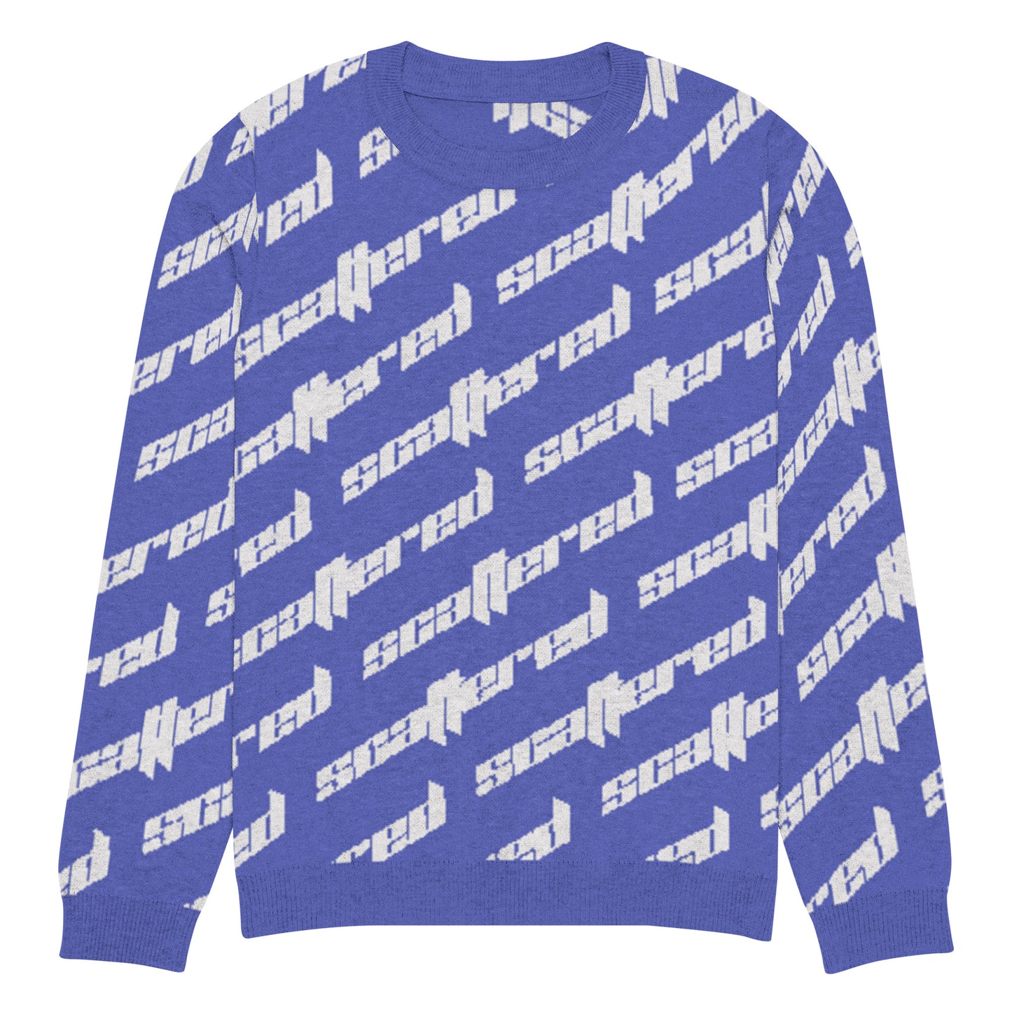 Royal Blue Scattered Logo Knitted Crewneck Sweater