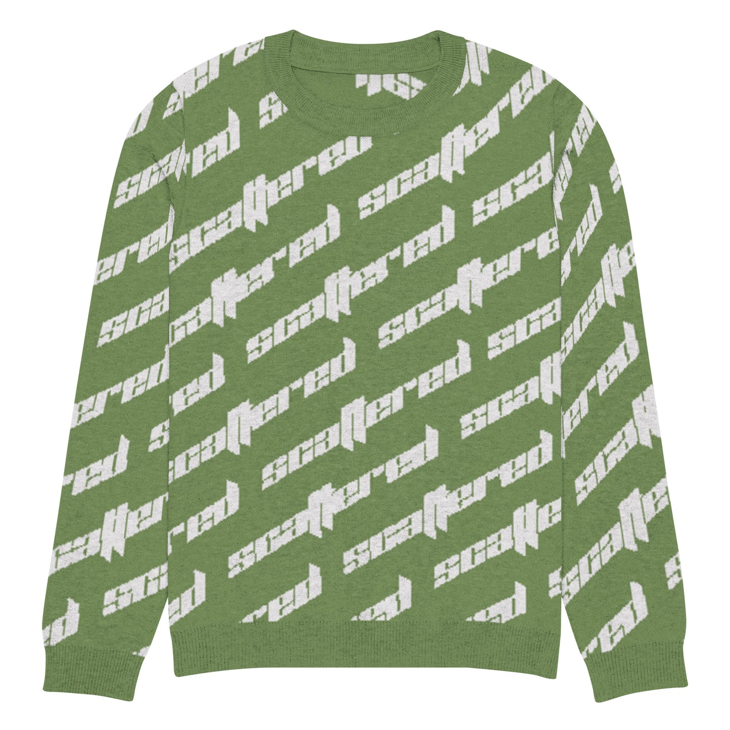 Grass Green Scattered Logo Knitted Crewneck Sweater
