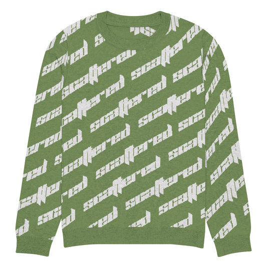 Grass Green Scattered Logo Knitted Crewneck Sweater