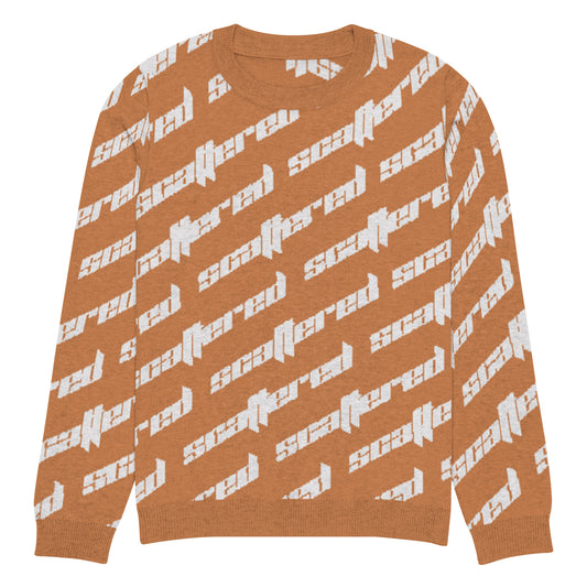 Orange Scattered Logo Knitted Crewneck Sweater