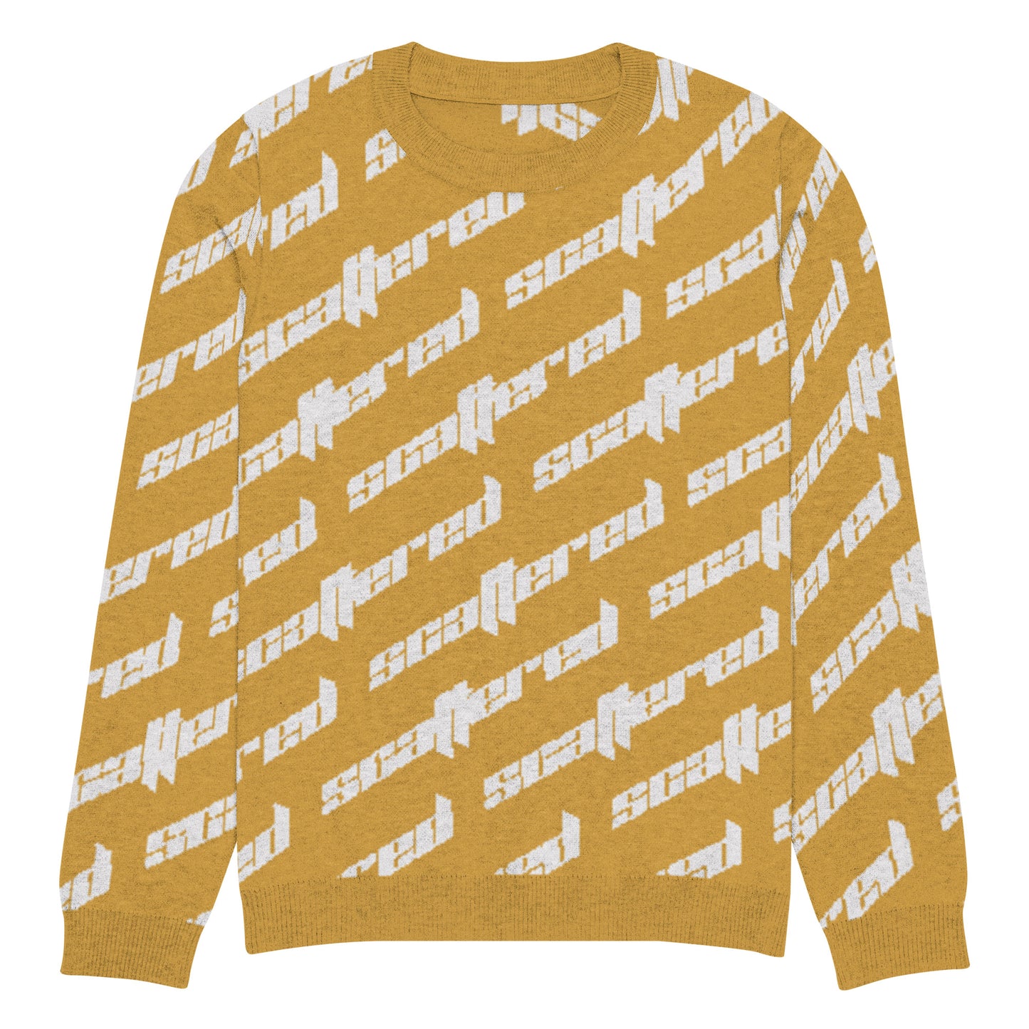 Mustard Yellow Scattered Logo Knitted Crewneck Sweater