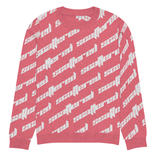 Hot Pink Scattered Logo Knitted Crewneck Sweater