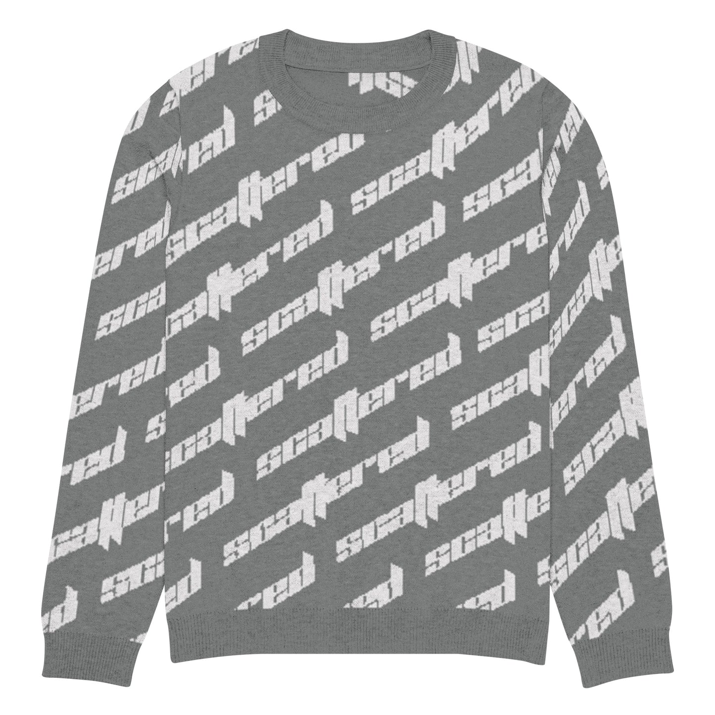 Dark Grey Scattered Logo Knitted Crewneck Sweater