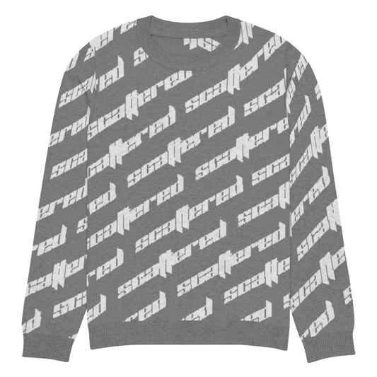 Dark Grey Scattered Logo Knitted Crewneck Sweater