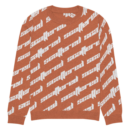 Orange Scattered Logo Knitted Crewneck Sweater