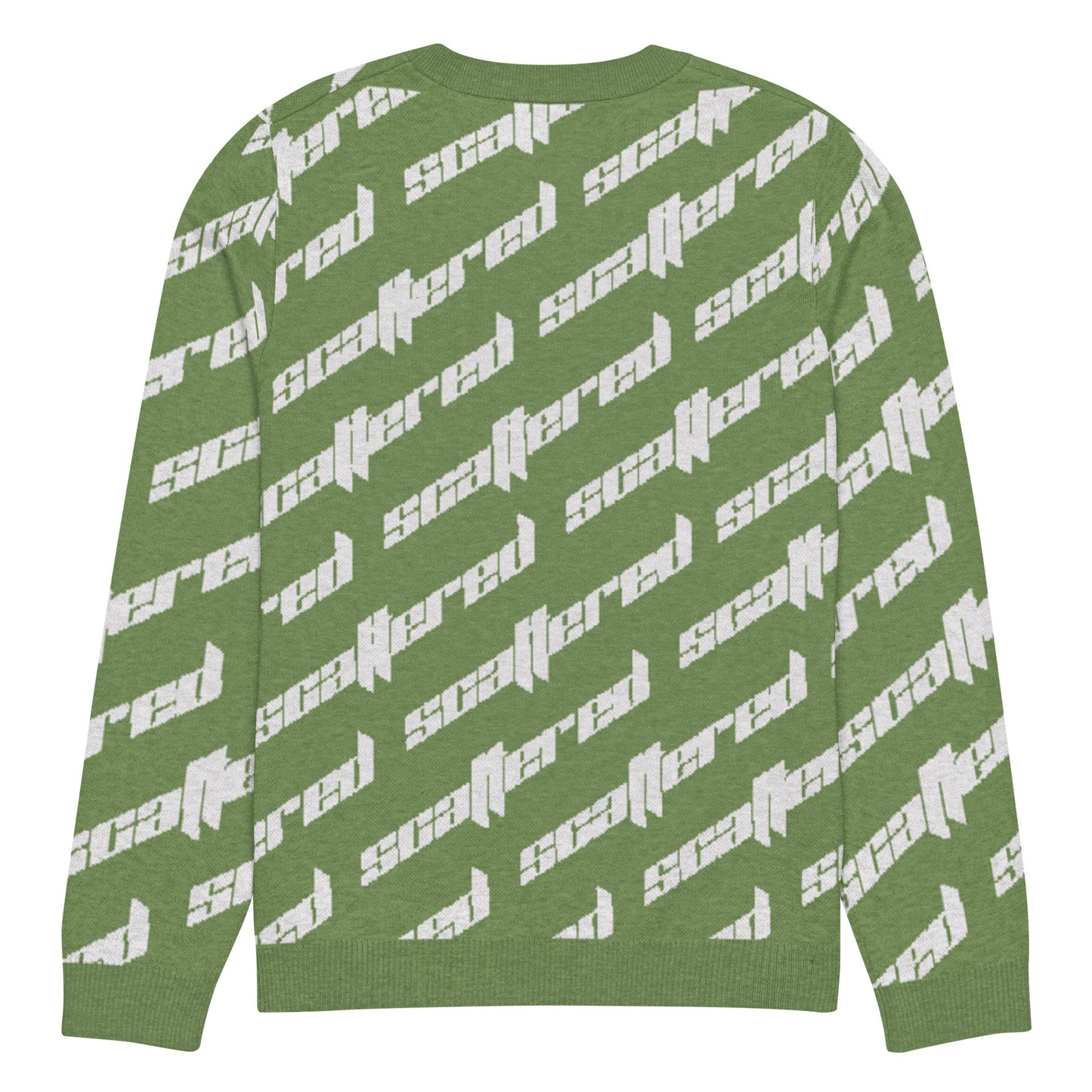 Grass Green Scattered Logo Knitted Crewneck Sweater