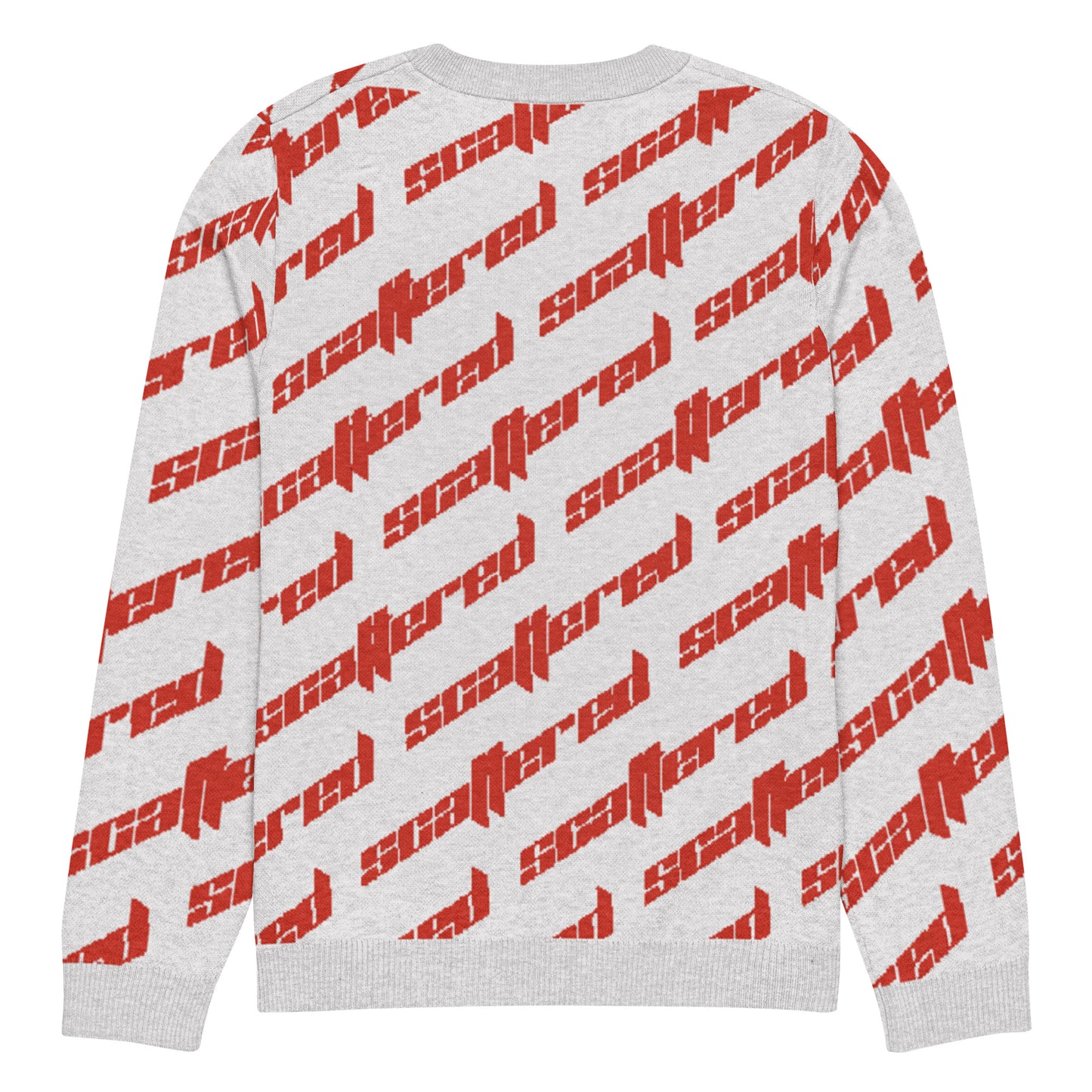 White/Red Scattered Logo Knitted Crewneck Sweater